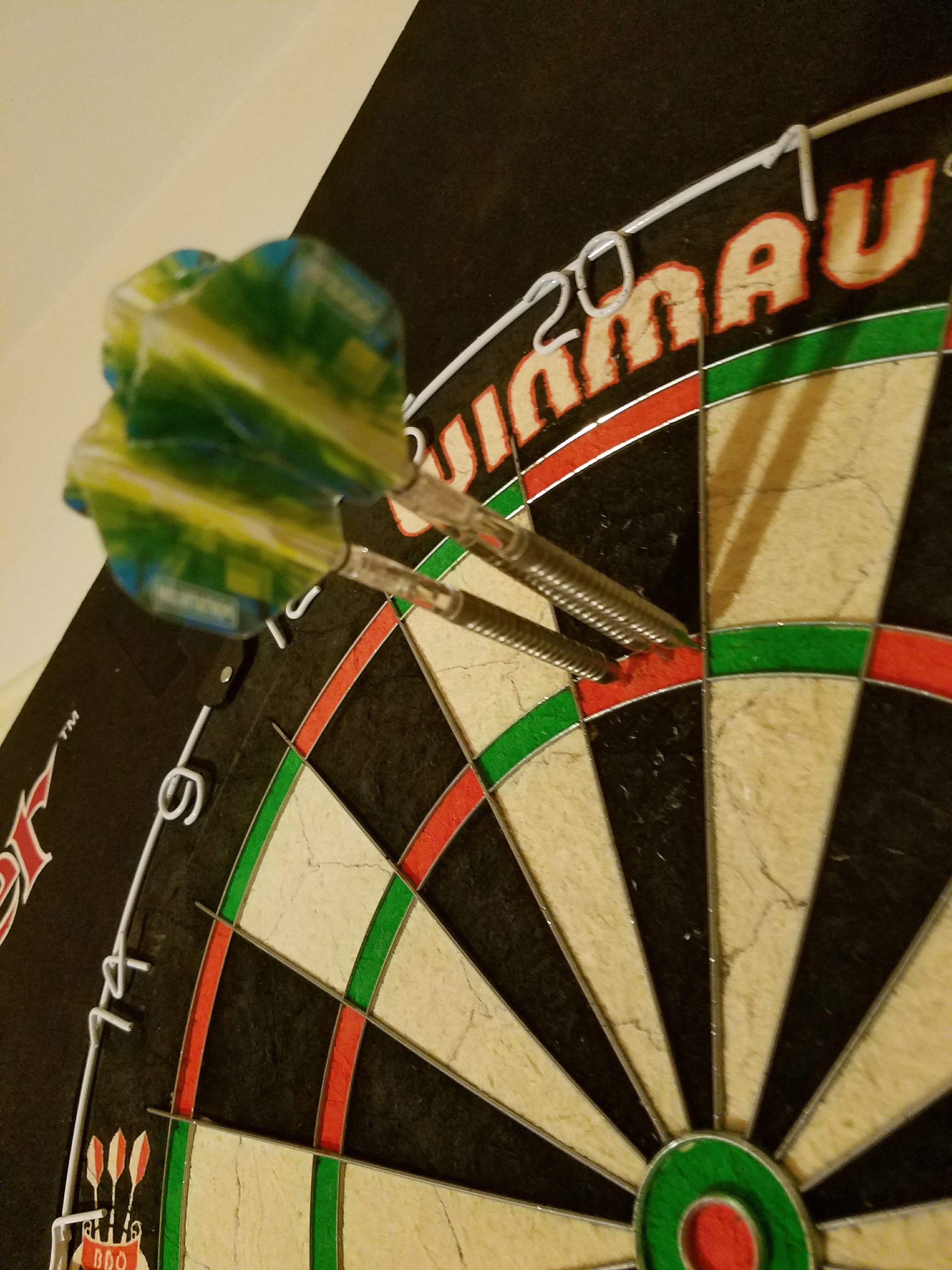 My first "ton 80" (highest score possible in one set of throws)