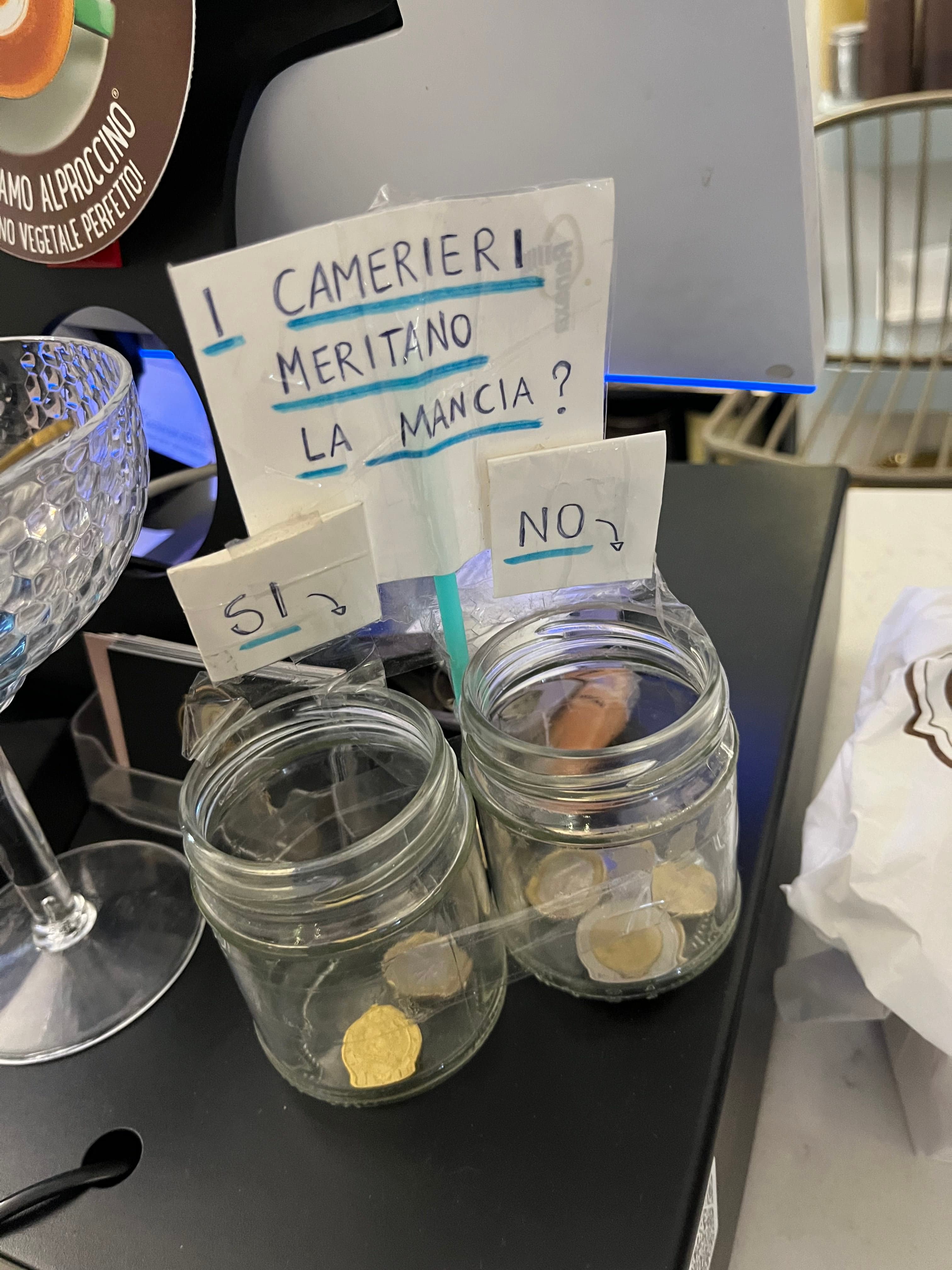 "Do waiters deserve tips? Yes / No"